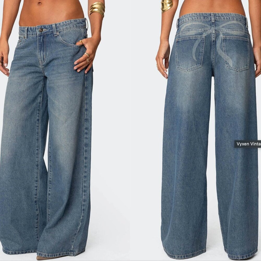 Edikted Vyxen Vintage Washed Low Rise Jeans S - Picture 6 of 6